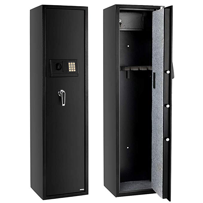 FCH 5 Rifle Gun Safe Large Firearms Shotgun Safe Cabinet Electronic 5 Gun Security Cabinet with Small Lock Box for Handguns Ammo┃Codes Memory Function┃Upgraded Honeycomb Box Packaging