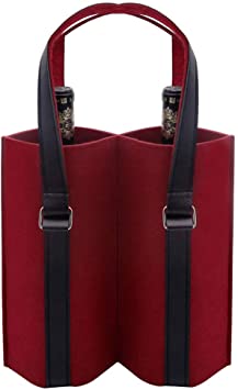 Shintop Wine Bottle Gift Bags, Felt Wine Carrier Tote Bag with Handle for Wedding, Birthday, and Dinner Party Festival Favors (Red)