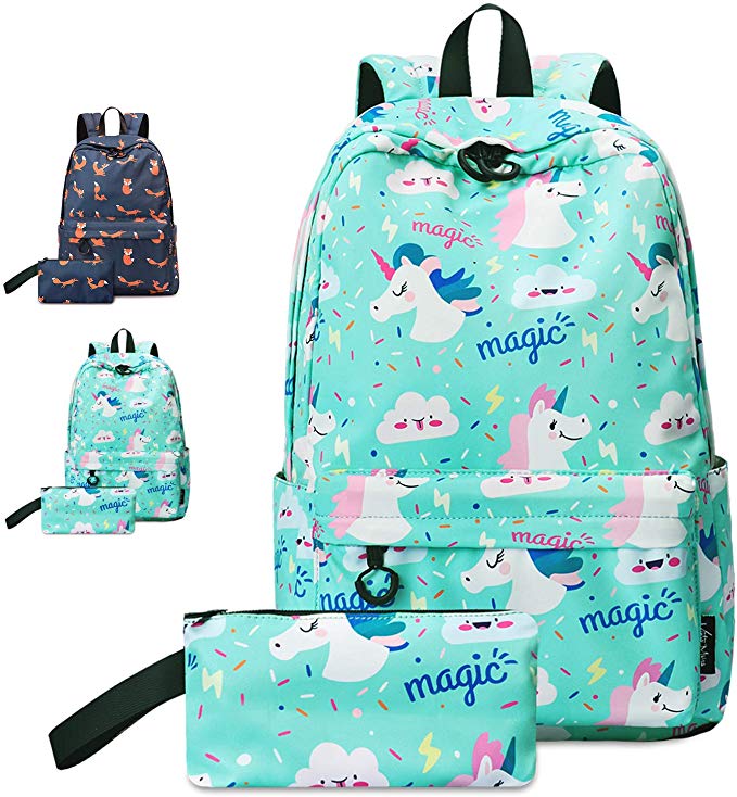 VentoMarea Unicorn Teen Girls School Backpack Set College High School Student Bookbags Lightweight Travel Laptop Daypack with Pencil Pouch
