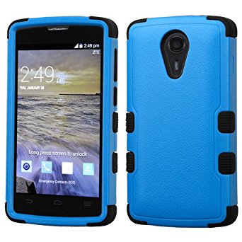 ZTE N817 / Uhura Case, Kaleidio [Natural TUFF] Dual Layer Hybrid Hard Plastic Shell and Soft Silicone Skin Cover [Includes a Overbrawn Prying Tool] [Blue/Black]