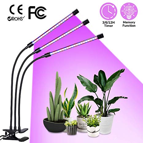 LED Grow Light, Plant Grow Light with Auto on/ off Cyclic Timer with 6 Dimmable Light, 3 Light Mode and 3 Time& Lighting off Settings