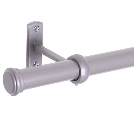 Curtain Rods 72 to 144-1" Curtain Rod with Cap, Curtain Rod for Windows 66 to 120, Hanging Curtain Rod&Wall Mount with Brackets, Outdoor Curtain Rod, Curtain Rods for Windows 72 to 144-Inch: Grey