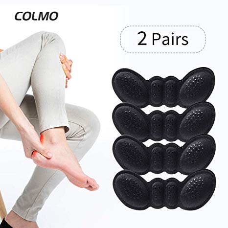 Heel Grips COLMO Gel Heel Cushion Inserts for Loose Shoes -3D bufferfly Anti Slip - Prevents Slipping Out - Gel Heel Grips & Heel Protectors- for Women High Heels Too Big (Black)