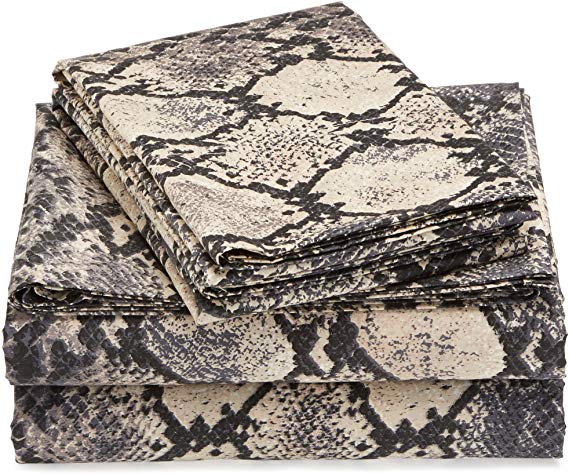 Tribeca Living 300 Thread Count Kenya Snake Printed Egyptian Cotton Deep Pocket Sheet, Twin