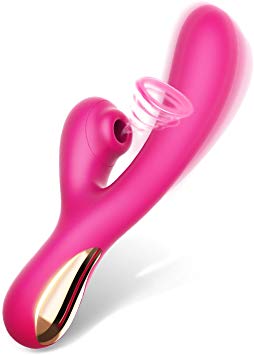 Clitoral Sucking Vibrator, G Spot Dildo Rabbit Vibrator, Waterproof Clitoris Stimulator with 10 Suction Patterns & 10 Strong Vibration Adult Sex Toys for Women Couples (Rose)