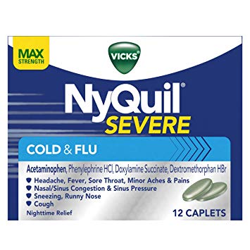 Vicks NyQuil SEVERE Cough Cold and Flu Relief, 12 Caplets