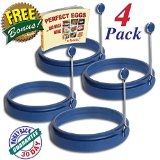 NEW Chef Silicone Egg - Pancake Breakfast Sandwiches - Benedict Eggs - Omelets and More Nonstick Mold Ring Round Blue 4-pack