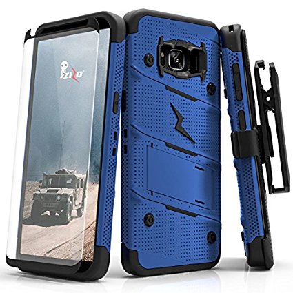 Samsung Galaxy S8 Plus Case, Zizo [Bolt Series] w/ [Galaxy S8 Plus Screen Protector] Kickstand [Military Grade Drop Tested] Holster Belt Clip - S8