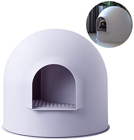 pidan Cat Litter Box with Lid Large with Scooper Cat Litter Pan Snow House Igloo Solide and Durable Easy to Clean with Non-Stick Coating - Stylish, High-Sided Design