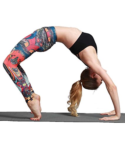 Misscoo Yoga Pant High Waist Power Flex Printed Women Leggings Workout Running Pants Tummy Control