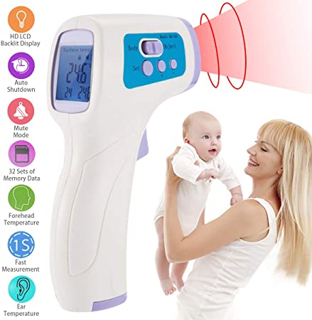 Forehead Thermometer,Infrared Digital Thermometer Professional Precision No Touch Medical Thermometer with LCD Display Instant Testing Forehead and Ear Thermometer for Baby Kids and Adults