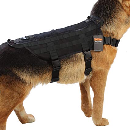 EXCELLENT ELITE SPANKER Tactical Dog Harness Nylon Molle Patrol Military Training Dog Vest Harness Small Medium and Large Dogs