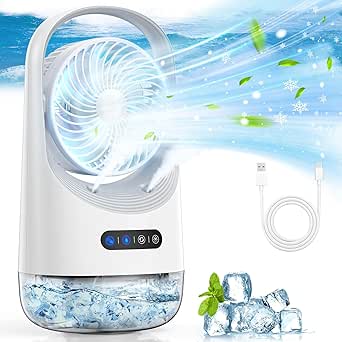 Mini Air Conditioner, Portable Air Conditioners with 120°Autorotation, Air Cooler with 7-Color Night Light And Force 3 Winds, Personal Air Conditioner with Office, Bedroom, Room, Home & Camping