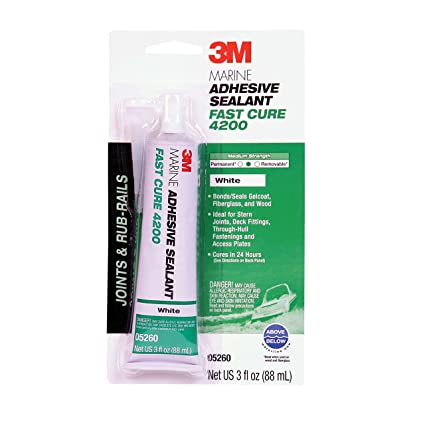 3M Marine Adhesive Sealant Fast Cure 4200 (05260) – Semi-Permanent Flexible Adhesive Sealant for Boats and Marine Applications – White – 3 Ounces - 51135052600