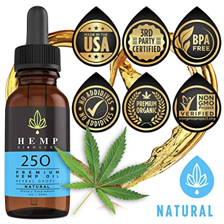 Hemp Oil for Anxiety, Pain – Organic Relief from Joint & Back Pain, Insomnia & Stress - Natural Anti Inflammatory - Supports Relaxation, Sports Recovery & Sleep by Hemp BioHacks