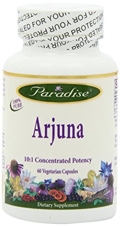 Paradise Herbs Arjuna 10:1 1% Arjunolic Acids Vegetarian Capsules, 60 Count