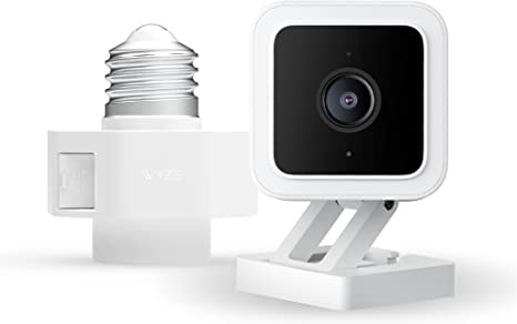 Wyze Cam v3 with Color Night Vision, Wired 1080p HD Indoor/Outdoor Video Security Camera, 2-Way Audio with Wyze Lamp Socket Power Adapter for Wyze Cam v3