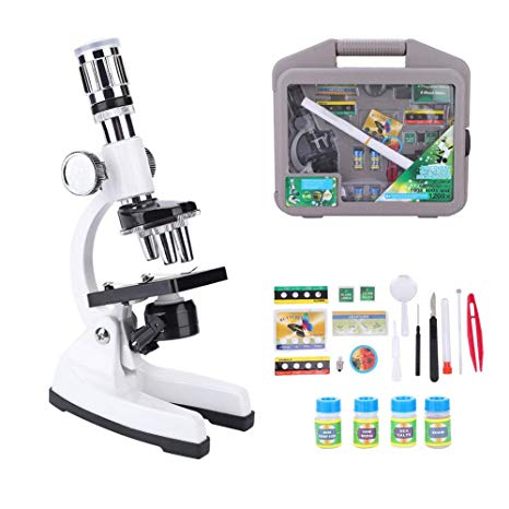 Microscope Toys, Kids Student Children Biological Microscope 1200X Magnification with Accessories Set for Kids Preschoolers Educational Toy Birthday Present