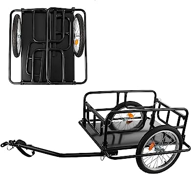 SHZOND Bike Cargo Trailer 120 LBS Weight Capacity Foldable Bicycle Trailer Cargo with 16'' Wheels for Shopping, Traveling and Carrying Stuff