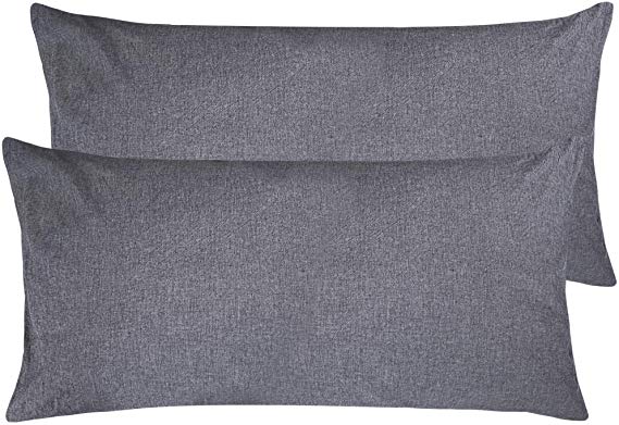 NTBAY King Size Stone Washed Cotton Pillowcase, 2-Pack Reduces Allergies and Respiratory Irritation Vintage Style Breathable Pillow Cases, 20 x 36 Inches, Dark Grey