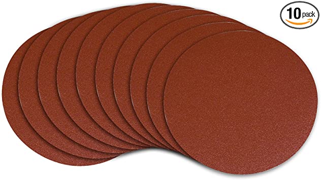 POWERTEC 110310 8-Inch PSA 100 Grit Aluminum Oxide Adhesive Sanding Disc, 10-Pack