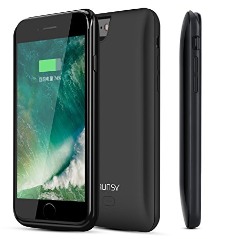 RUNSY iPhone 7 / 6S / 6 Battery Case, 5200mAh Rechargeable Extended Battery Charging Case for iPhone 7 / 6S / 6 (4.7 inch), External Battery Charger Case, Backup Power Bank Case (Black)