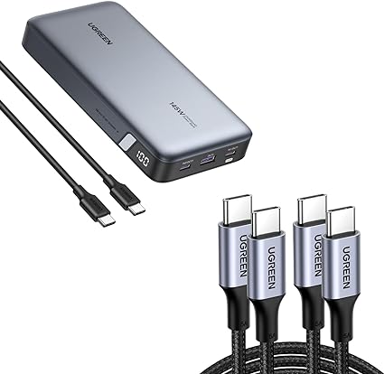 UGREEN 145W Power Bank Bundle with 100W 2-Pack 3.3 FT USB C Cable