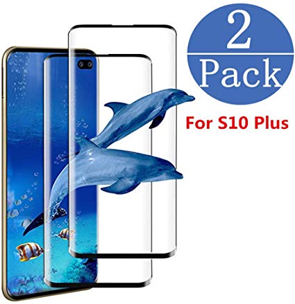 Samsung Galaxy S10 Plus Screen Protector[Black](2 Pack), Caozenb 3D Full Coverage/HD Clear/Anti-Scratch/Bubble Free Tempered Glass Screen Protector for Samsung Galaxy S10 Plus 2019 6.4 inch