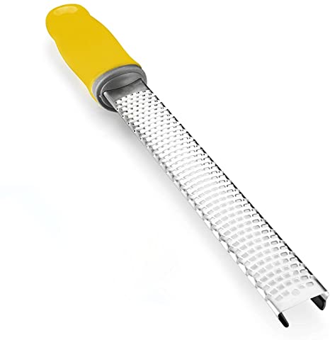 iNeibo Kitchen Cheese Grater & Lemon Zester - Sharp 18/8 Stainless Steel Blade - Colorful Ergonomic Handle - Easy To Grate Or Zest Lemon, Orange, Citrus, Cheese, Chocolate, Nuts