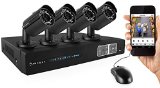 Amcrest 720P HD Over Analog HDCVI 4CH Video Security System - Four 10 MP Weatherproof IP66 Bullet Cameras 65ft IR LED Night Vision Long Distance Transmit Range 1640ft Pre-Installed 1TB HD for 360 Hours 8Ch Recording 720p  30fps Quick QR Code Smartphone Access USB Backup and More