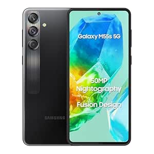 Samsung Galaxy M55s 5G (Thunder Black,8GB RAM,128GB Storage) | 50MP Triple Cam| 5000mAh Battery| Snapdragon 7 Gen 1 | 4 Gen. OS Upgrade & 5 Year Security Update| Super AMOLED  Display| Without Charger