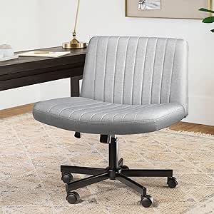 LEMBERI Criss Corss Chair with Wheels,Fabric Padded Armless Wide Office Desk Chairs,120° Rocking Swivel Mid Back Computer Task Vanity Chair for Home Office, Small Space