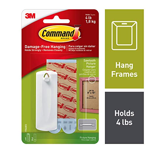 Command Saw tooth Plastic Picture Hanger(White,1- hanger and 2- strips)