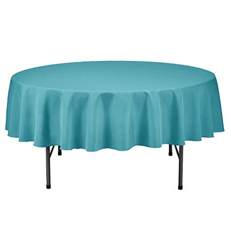 Remedios Round Tablecloth Solid Color Polyester Table Cloth for Bridal Shower Wedding Table – Wrinkle Free Dinner Tablecloth for Restaurant Party Banquet (Caribbean, 70 inch)