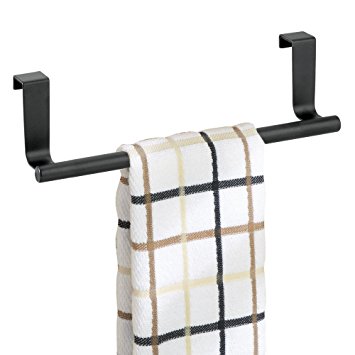 mDesign Over-the-Cabinet Towel Bar Holder for Bathroom or Kitchen - 9", Matte Black