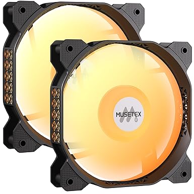 MUSETEX PC CASE Fans, 120MM PWM ARGB Computer Case Fans, Adjustable Speed, Customizable Lighting, Black, Pack of 2, MF