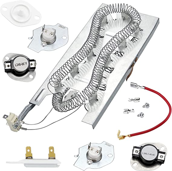 3387747 WP3387747 Dryer Heating Element Kit-Compatible With Whirlpool Cabrio Kenmore He2 Kenmore Elite He3 Maytag Dryers- GEW9250PW0 GEQ9800PW1 WD05X30818 GEQ9800PW2 GEQ9800PW1 MEDB835DW4 MED9700SQ0