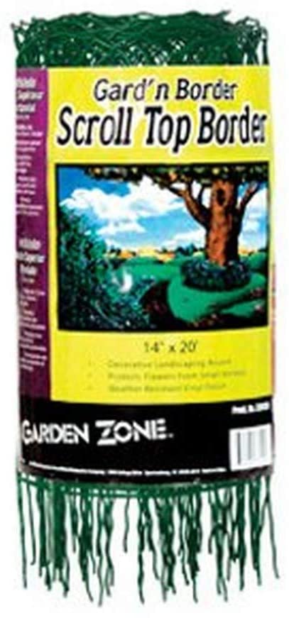 Garden Zone 331420 Scroll Top Rolled Garden Border, 14" x 20', Green