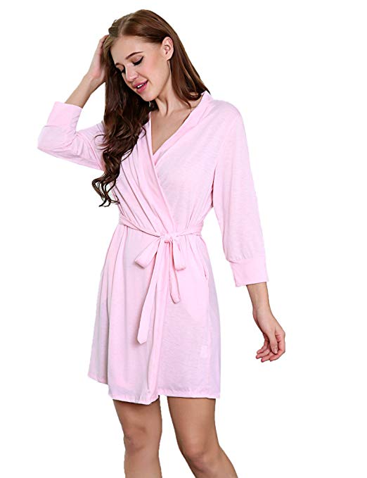 MAXMODA Cotton Robe Soft Kimono Spa Knit Bathrobe Lightweight Long Sleepwear Nightwear S-XXL