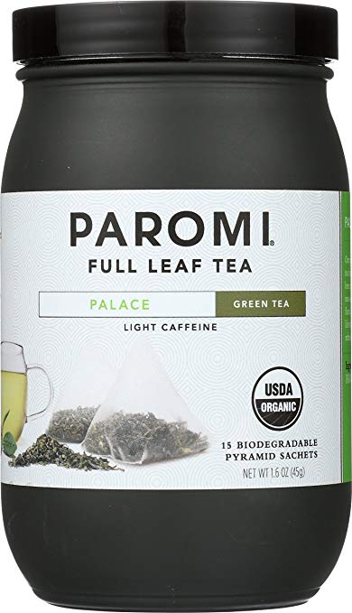 Paromi Tea Palace Green Organic, 15 Tea Bags, Organic Green Tea in Individual Biodegradable Sachets, Delicious Hot or Iced, Great for Infusing Recipes with Tea Flavor