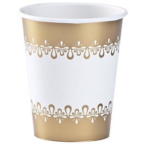 Hanna K. Signature Collection 24 Count Precious Paper Hot/Cold Cup, 9-Ounce, Gold
