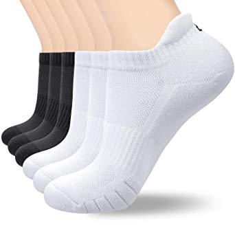 coskefy Sports Socks Cotton Trainer Socks for Men Women Cushioned Ankle Running Socks Athletic Walking Socks (6 Pairs)