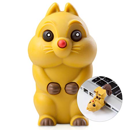 Bone Collection 16GB USB Flash Drive, Novelty Cute Animal Cartoon Character Design Silicone Enclosure Jump Drive Memory Stick Thumb Drive Pen Drive Pendrive for School Students Kids Children -Squirrel
