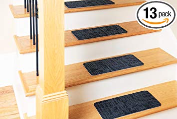 Nance Industries (Set of 13) Indoor/Outdoor Utility Peel and Stick Stair Treads, 8"x18", Charcoal, 13 Treads
