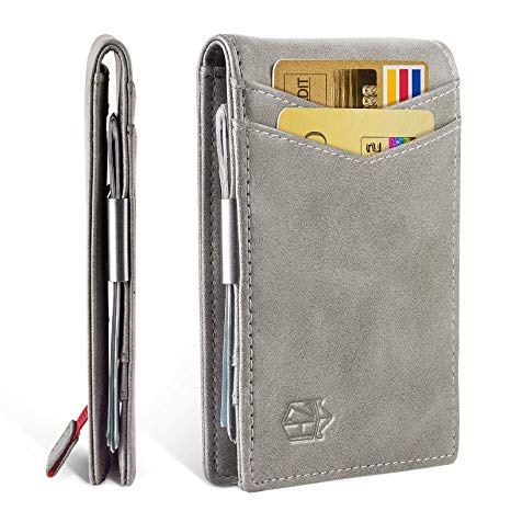 Money Clip Slim Wallet-Minimalist Bifold Front Pocket Wallet for Men,Card Holder Effective RFID Blocking