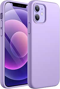 JETech Silicone Case for iPhone 12/12 Pro 6.1-Inch, Silky-Soft Touch Full-Body Protective Phone Case, Shockproof Cover with Microfiber Lining (Light Purple)