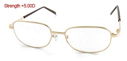 5.00 Gold Tone Metal Full Rim Optical Reading Glasses