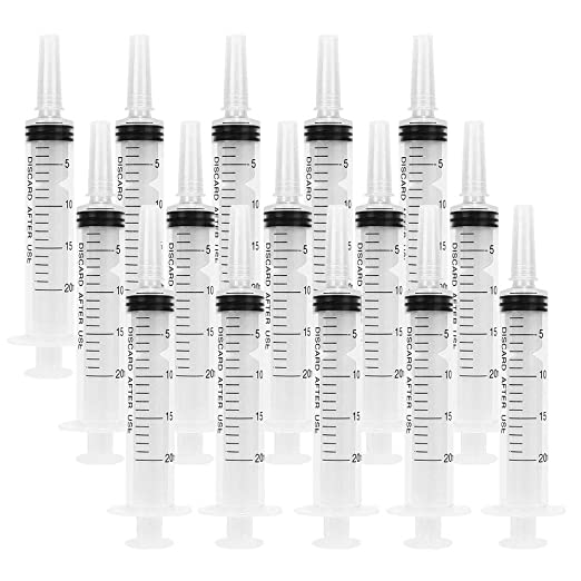 Eathtek 15 Pack 20ml Plastic Syringe with Cap, Multiple Uses Measuring Syringe Tools for Labs and Essential Oil