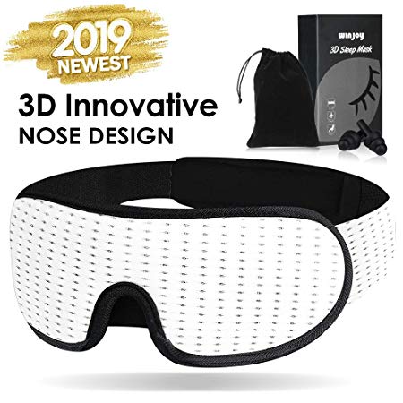 Sleep Mask for Women Men, Eye mask for Sleeping 3D Contoured Cup Blindfold with Breathable Memory Foam,100% Block Out Light,Soft Comfort Eye Shade Cover for Yoga Meditation (3D White)