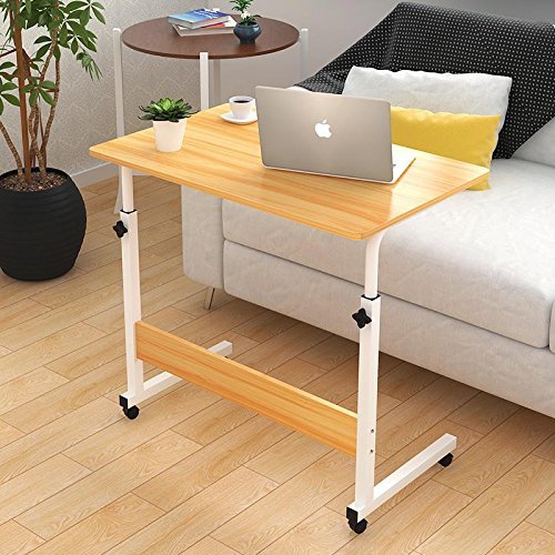 Adjustable Overbed / Chair Table Movable Bedside Table Height-Adjustable Laptop Table Lazy Computer Stands Multi-function Table (Brown)